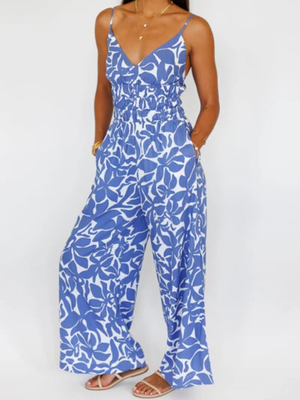 Keani Hawaii Opal Jumpsuit Honolulu Blue Size Large New NWOT